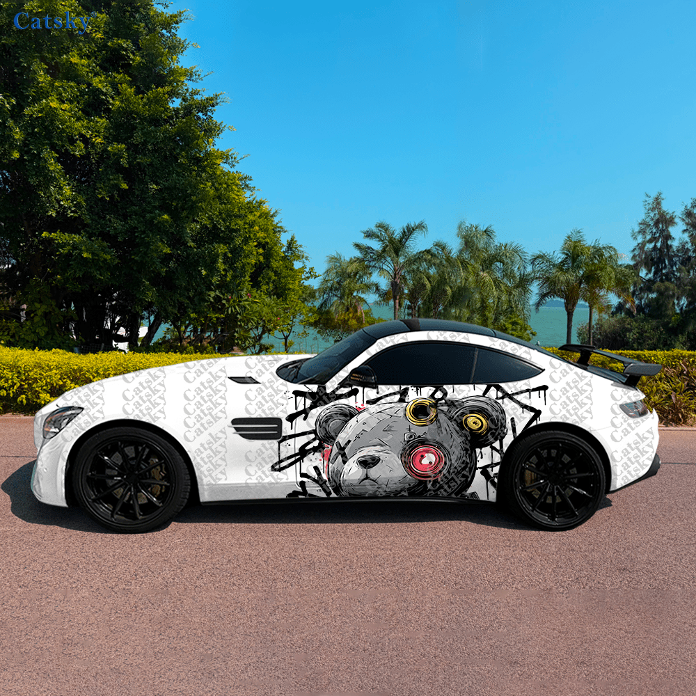 Tech Accessories & Gadgets - Cyberpunk Tech Teddy-Bear Car Side Sticker